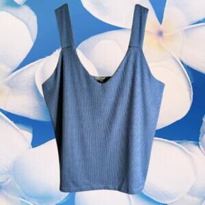 White Burch 1XL sleeveless blue polyester blend stretch casual top Spring summer